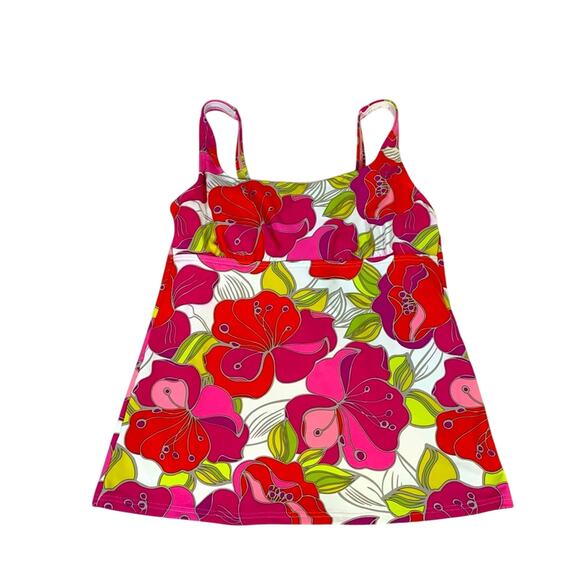Lands’ End Bright Colored Tankini Top with Tie Neck Strap Size 2 N0271 - Picture 1 of 7
